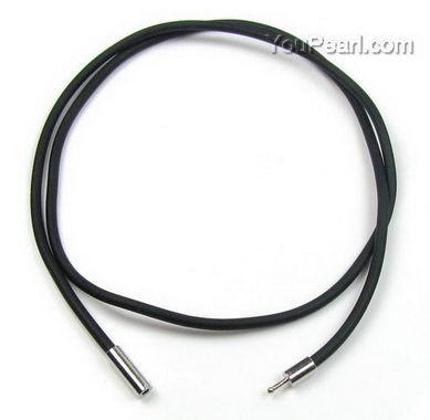 Black rubber cord necklace with push in 