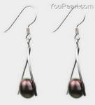 Black pearl earrings online sale, freshwater potato pearls, 925 sliver