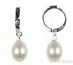 Sterling cultured white pearl drop earrings wholesale, 7-8mm