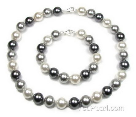 black and white pearl necklace set