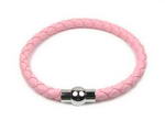 Unisex pink braided round leather cord bracelet wholesale, 6mm Unisex pink braided round leather cord bracelet wholesale, 6mm