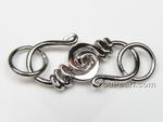 S-hook clasp supply, spiral, 12x25mm, rhodium plated sterling silver, buy direct online