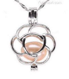 Wish Pearl Cage Pendant, 925 Sterling Silver Cage Freshwater Pearl