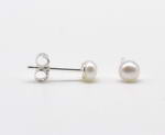 4-5mm white freshwater pearl stud earrings, sterling silver on sale