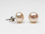 7-8mm pink/peach freshwater pearl earrings silver studs for sale