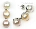 8-9mm multicolor freshwater pearl earrings of sterling silver wholesale