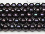 8.5-9.5mm black round freshwater pearl strands wholesale, A+