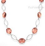Pink crystal rope necklace buy bulk, 20x25mm facted beads