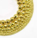 Gold Hematite, 3mm round faceted, gem stone beads on sale