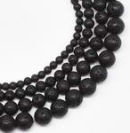 Black lava, 6mm round, natural gemstone bead strand for sale