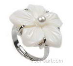White mother of pearl shell flower ring for sale