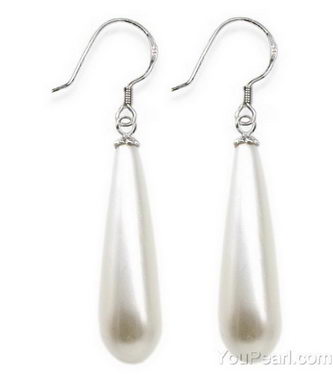 White Shell Teardrop / Water Drop Beads, Bleached, Mother of Pearl, 5x8mm,  6x12mm, 6x20mm, Length 15”